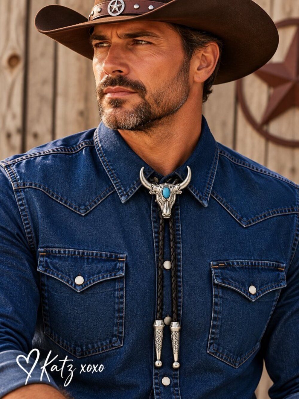 Steer Skull Bolo Tie Silver Turquoise Western Longhorn Cowboy Cowgirl Necklace